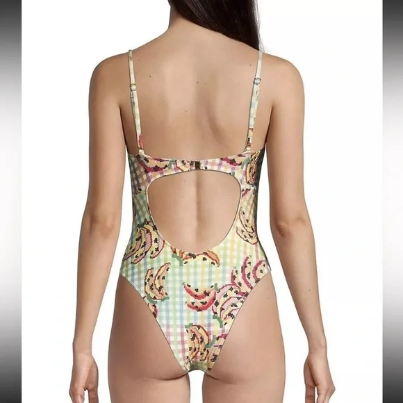 FARM Rio Banana Vichy One Piece Swimsuit Size Small